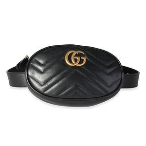 Gucci Black Matelassé Calfskin Marmont Belt Bag 75/30